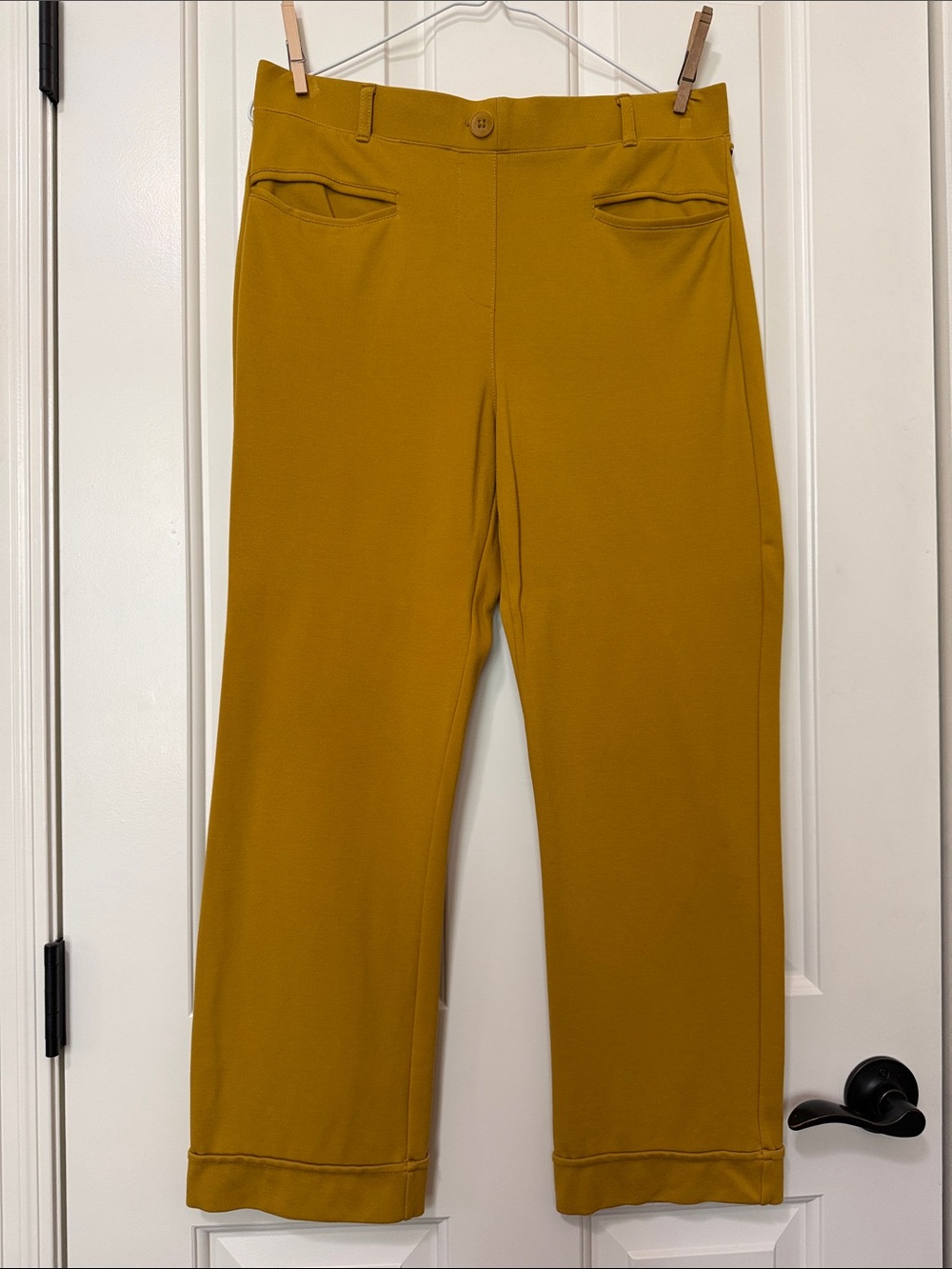 Betabrand Cosmo Dress Pant Yoga Pants, Size L, in Goldenrod